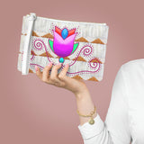 Floral and Dentalium Clutch Bag
