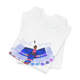 Native Dance Graphic Tee — Colorful Traditional Dress & Floral Border T-Shirt