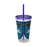Wapato and Swan Beaded bag Tumbler with Straw, 16 oz