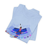 Native Dance Graphic Tee — Colorful Traditional Dress & Floral Border T-Shirt