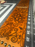 Leather belt-Engraved and dyed