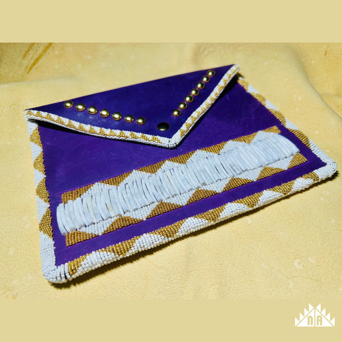 Purple Leather Envelope Clutch