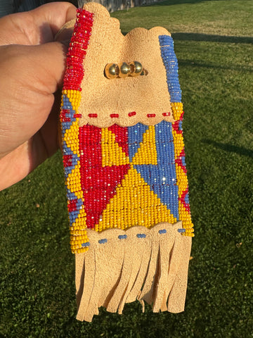 Plateau style beaded medicine bags