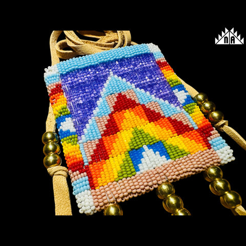 Plateau style beaded medicine bags